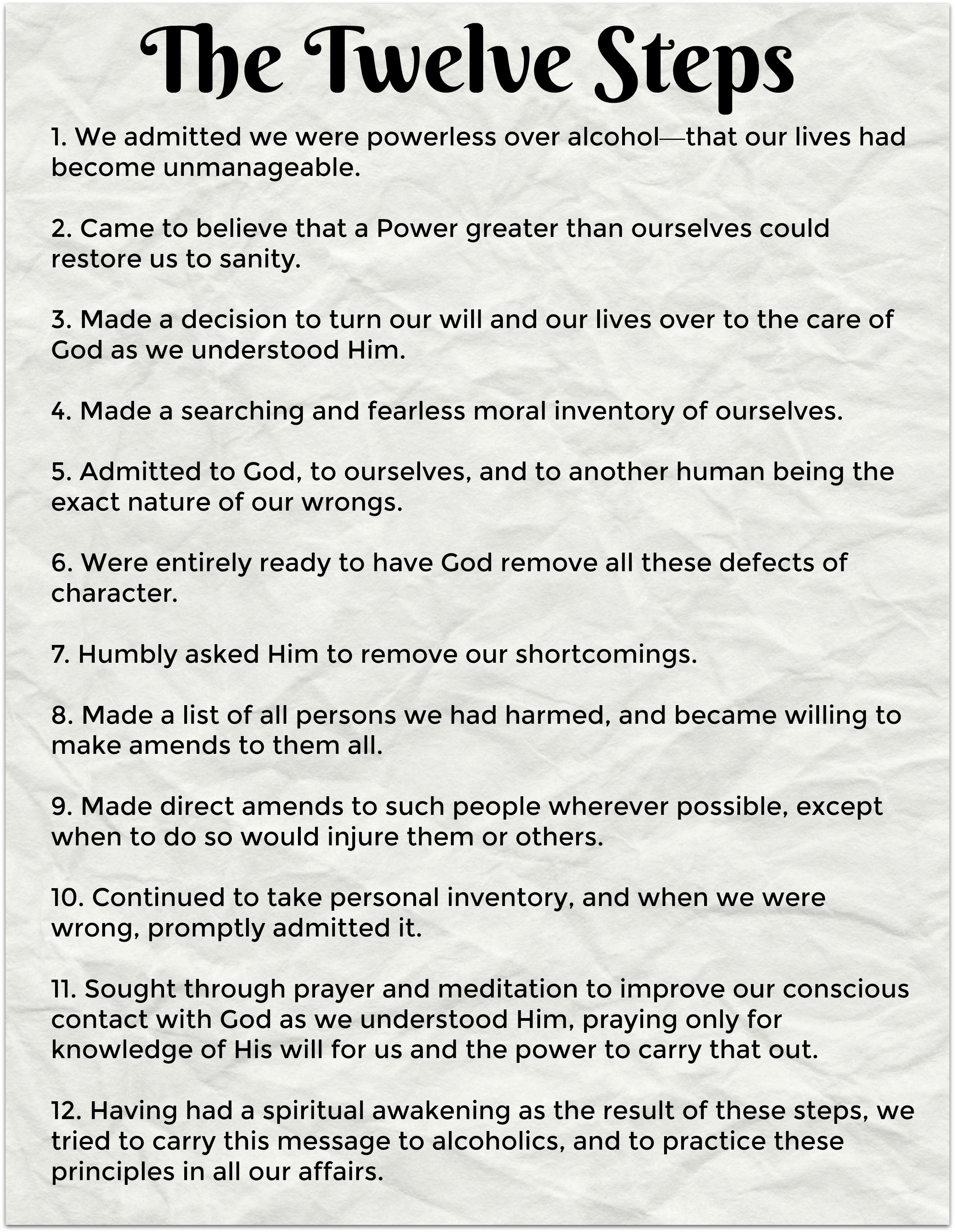 Printable 12 Steps of Alcoholics Anonymous (Free PDF Download) -